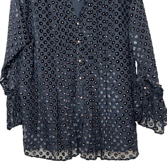 NWOT Soft Surroundings Womens Velvet Swiss Dot Blouse Black/Gold Size Large - Picture 5 of 9